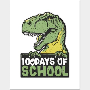 100 Days Of School, 100 Days Smarter T-REX SHIRT Posters and Art